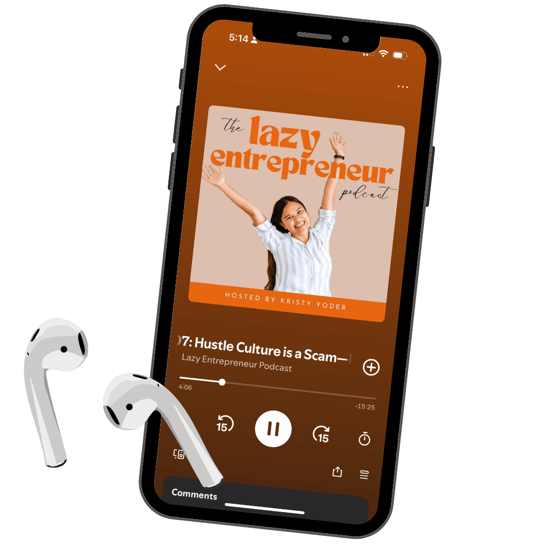 The Lazy Entrepreneur podcast playing on a phone